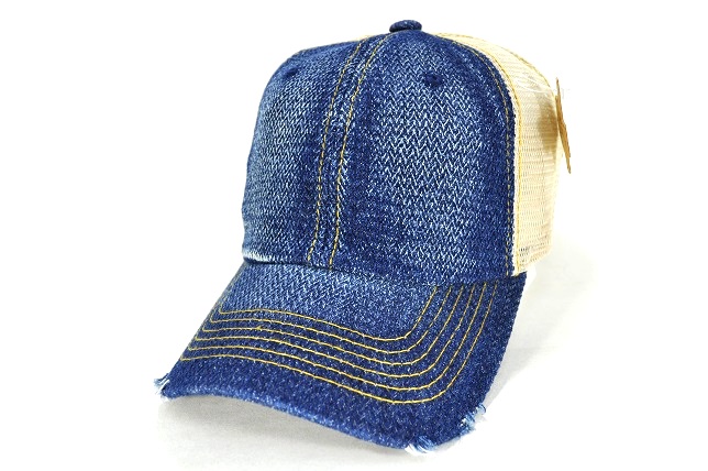 HD-001 PLAIN HERRINGBONE DENIM MSEH D.DENIM/KHAKI MESH